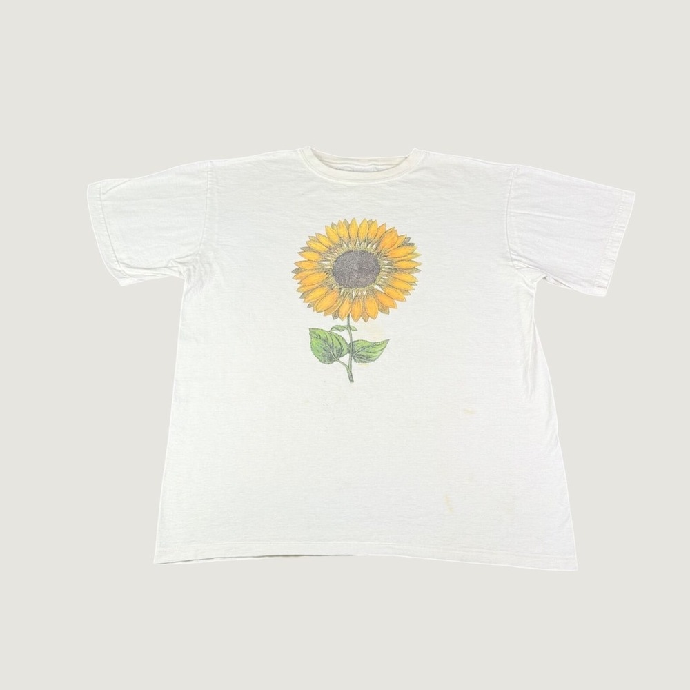 Vintage Radizzi's Sunflower Graphic T-Shirt Mens One Size White Cotton Floral